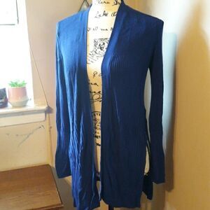 89th & MADISON ROYAL BLUE OPEN FRONT RIBBED CARDIGAN M/L